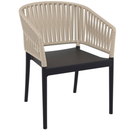 Πολυθρόνα Portofino 20.088 58x58x80cm Black-Taupe Siesta