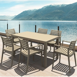 Σετ Τραπεζαρίας 7Τμχ Ares Artemis 20.9970 140x80x75cm Taupe Siesta 6 Θέσεων