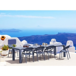 Τραπεζαρία Vegas Sunset 20.9986 (Σετ 9τμχ) 100X260-300cm Dark Grey 8 Θέσεων
