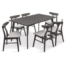 Τραπεζαρία Benson - Orlean Σετ 7τμχ 200-000191 150x90x75cm Rustic Grey 6 Θέσεων