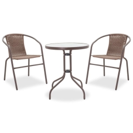 Τραπεζαρία Κήπου Watson-Obbi 200-000300 (Σετ 3τμχ) Brown 2 Θέσεων