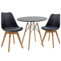 Τραπεζαρία New Meal 6 (Σετ 3Τμχ) 200-000682 Φ80x73cm Natural-Black Mdf,Μέταλλο