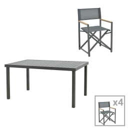 Τραπεζαρία Κήπου Mabu-Klinton 200-000772 (Σετ 5Τμχ) Anthracite 5 Θέσεων