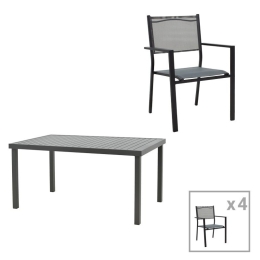 Τραπεζαρία Κήπου Moly-Kliton A 200-000825 (Σετ 5Τμχ) Black-Anthracite 5 Θέσεων