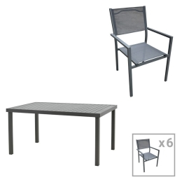 Τραπεζαρία Κήπου Moly-Kliton B 200-000831 (Σετ 7Τμχ) Anthracite 7 Θέσεων