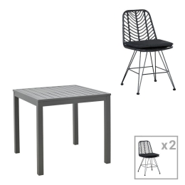 Τραπεζαρία Κήπου Kliton-Naoki 200-000855 (Σετ 3Τμχ) Black-Anthracite 3 Θέσεων