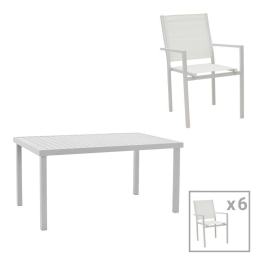 Τραπεζαρία Κήπου Zacreta-Kliton 200-000878 (Σετ 7Τμχ) White 7 Θέσεων
