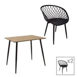 Τραπεζαρία Ezra-Cuba 200-001017 (Σετ 3Τμχ) 70x70x75cm Black 2 Θέσεων