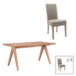 Τραπεζαρία Ditta-Winslow II 200-001055 (Σετ 5Τμχ) 180x85x75cm Walnut-Grey 4 Θέσεων