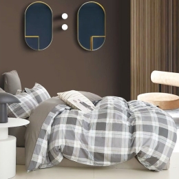 Σεντόνια William (Σετ 4τμχ) Grey-White Melinen Υπέρδιπλo 230x270cm 100% Βαμβακοσατέν