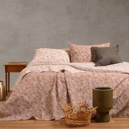 Σεντόνια Amy Με Λάστιχο (Σετ 4τμχ) Beige Melinen Υπέρδιπλο 160x232cm 100% Βαμβάκι