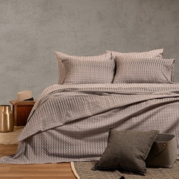 Σεντόνια Tundra Με Λάστιχο (Σετ 4τμχ) Grey Melinen Διπλό 150x232cm Βαμβάκι-Πολυέστερ