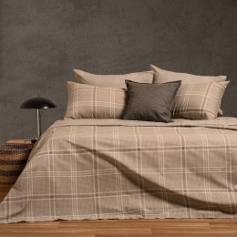 Σεντόνια Odin Με Λάστιχο (Σετ 4τμχ) Beige Melinen Διπλό 150x232cm Βαμβάκι-Πολυέστερ