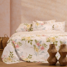 Σεντόνια Sylvie Με Λάστιχο (Σετ 4τμχ) Beige Melinen Διπλό 150x232cm Βαμβάκι-Πολυέστερ