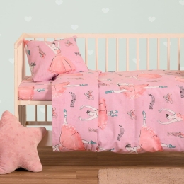 Παπλωματοθήκη Βρεφική Φανελένια Ballet Pink Melinen 110x160cm 100% Βαμβακερή Φανέλα