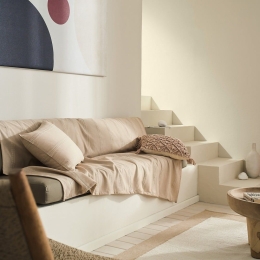 Ριχτάρι Rathma 375 Wet Sand Beige Gofis Home Πολυθρόνα 180x180cm 100% Βαμβάκι