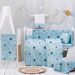 Σεντόνια Βρεφικά Σετ 3τμχ Astroworld Blue Ρυθμός Κούνιας 120x160cm 100% Βαμβάκι