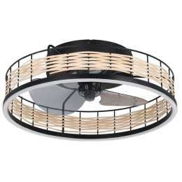 Ανεμιστήρας Οροφής Με Φως Frana 35148 Φ50x17cm Led Black-Natural Eglo Διάμετρος 50cm