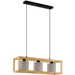 Φωτιστικό Οροφής - Ράγα Granados 390108 77x20x150cm 3xE27 25W Brown-Cappuccino Eglo Ατσάλι,Ύφασμα,Ξύλο