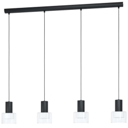 Φωτιστικό Οροφής - Ράγα 39726 Molineros GU10/4 Black-Clear Eglo Μέταλλο,Γυαλί