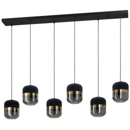 Φωτιστικό Οροφής - Ράγα Sinsiga 39921 139,5x27x150cm 6xE27 40W Black-Gold Eglo Ατσάλι,Ύφασμα,Γυαλί