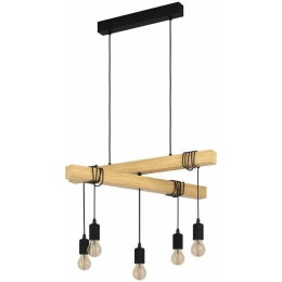Φωτιστικό Οροφής - Ράγα 43629 Townshend 5/E27 Black-Beige Eglo Μέταλλο,Ξύλο