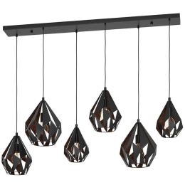 Φωτιστικό Οροφής - Ράγα Carlton 43846 145,5x38,5x107cm 6xΕ27 40W Black-Copper Eglo Ατσάλι