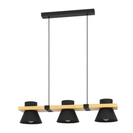 Φωτιστικό Οροφής - Ράγα Maccles 43956 78x18x110cm 3xE27 IP20 Black-Natural Eglo