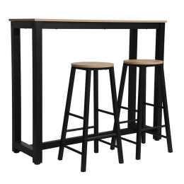 Σταντ Μπαρ Marle Με Σκαμπό (Σετ 3τμχ) 120x40x100cm Sonoma-Black