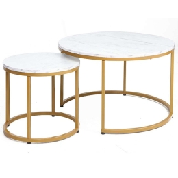 Ζιγκόν Severin (Σετ 2Τμχ) 225-000017 80x80x48/48x48x42cm Marble Effect White-Gold