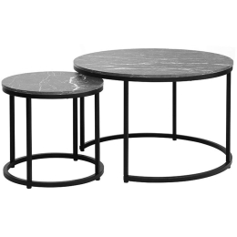 Ζιγκόν Severin (Σετ 2Τμχ) 225-000019 80x80x48/48x48x42cm Marble Effect Black