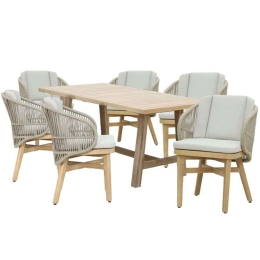 Τραπεζαρία Malibu-Farem (Σετ 7Τμχ) 228-000047 170x90x75,5cm Natural-Beige 6 Θέσεων