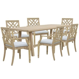 Τραπεζαρία Poza-Bolen (Σετ 7Τμχ) 228-000051 230x100x75cm Natural-Beige 6 Θέσεων
