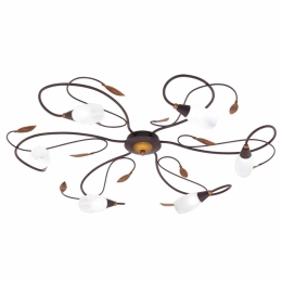 Φωτιστικό Οροφής Gerbera 1 90697 Brown-White Eglo Μέταλλο,Γυαλί