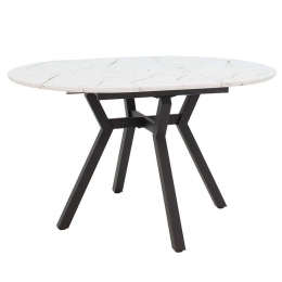 Tραπέζι Επεκτεινόμενο Frances 235-000024 100/140x100x75cm Marble Effect White-Black Mdf,Μέταλλο