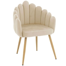 Πολυθρόνα Briella 235-000030 61x51x85cm Ecru-Natural Βελούδο, Μέταλλο