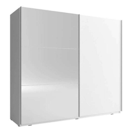 Ντουλάπα Δίφυλλη Συρόμενη Με Καθρέπτη 24112-MK2w-200 200x214x63cm White Δίφυλλη Μοριοσανίδα