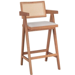 Σκαμπό Μπαρ Με Μπράτσα Winslow 247-000009 51,5x53,6x100cm Walnut-Grey