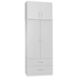 Ντουλάπα Δίφυλλη Με Πατάρι Zelia 79x42x240cm White Δίφυλλη