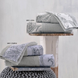 Πετσέτες Klavio (Σετ 3τμχ) Grey-Purple Ρυθμός Σετ Πετσέτες 70x140cm 100% Πενιέ Βαμβάκι