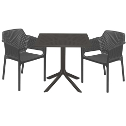 Τραπεζαρία Groovy-Integral (Σετ 3Τμχ) 253-000080 80x80x74,5cm Anthracite 2 Θέσεων