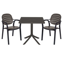 Τραπεζαρία Groovy-Gentle (Σετ 3Τμχ) 253-000089 80x80x74,5cm Anthracite 2 Θέσεων