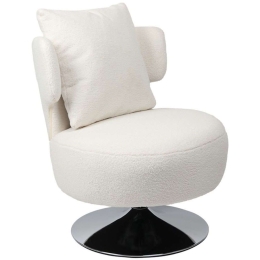 Πολυθρόνα Με Μαξιλάρι Percival Μπουκλέ 255-000039 76x67x76cm White-Chrome