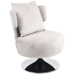 Πολυθρόνα Με Μαξιλάρι Percival 255-000040 76x67x76cm Grey-Chrome