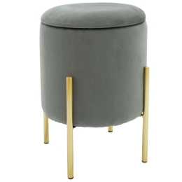 Σκαμπό Με Αποθηκευτικό Χώρο Creativity 257-000009 Φ35x42cm Grey-Gold