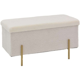 Σκαμπό - Μπαούλο Ziwel Μπουκλέ 257-000019 80x40x40cm White-Gold