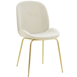 Καρέκλα Maley 273-000015 47x60x90cm Ivory-Gold Βελούδο, Μέταλλο