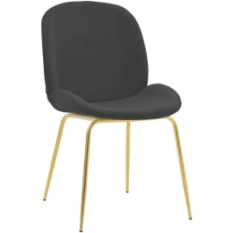 Καρέκλα Maley 273-000016 47x60x90cm Anthracite-Gold Βελούδο, Μέταλλο