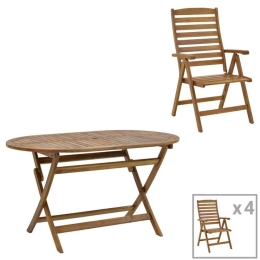 Τραπεζαρία Warmo-Falov (Σετ 5Τμχ) 282-000027 130x80x72cm Natural 4 Θέσεων