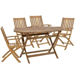 Τραπεζαρία Mobie-Falov (Σετ 5Τμχ) 282-000033 130x80x72cm Natural 4 Θέσεων